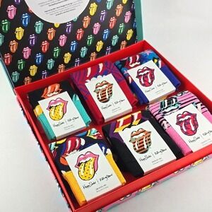 Happy Socks x Rolling Stones Women's 6 Pairs Sock Gift Box Set Cotton Sz 5.5-9.5